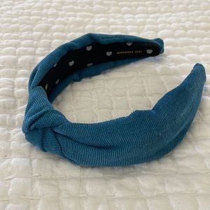 Lele Sadoughi blue/turquoise corduroy knotted headband, great condition